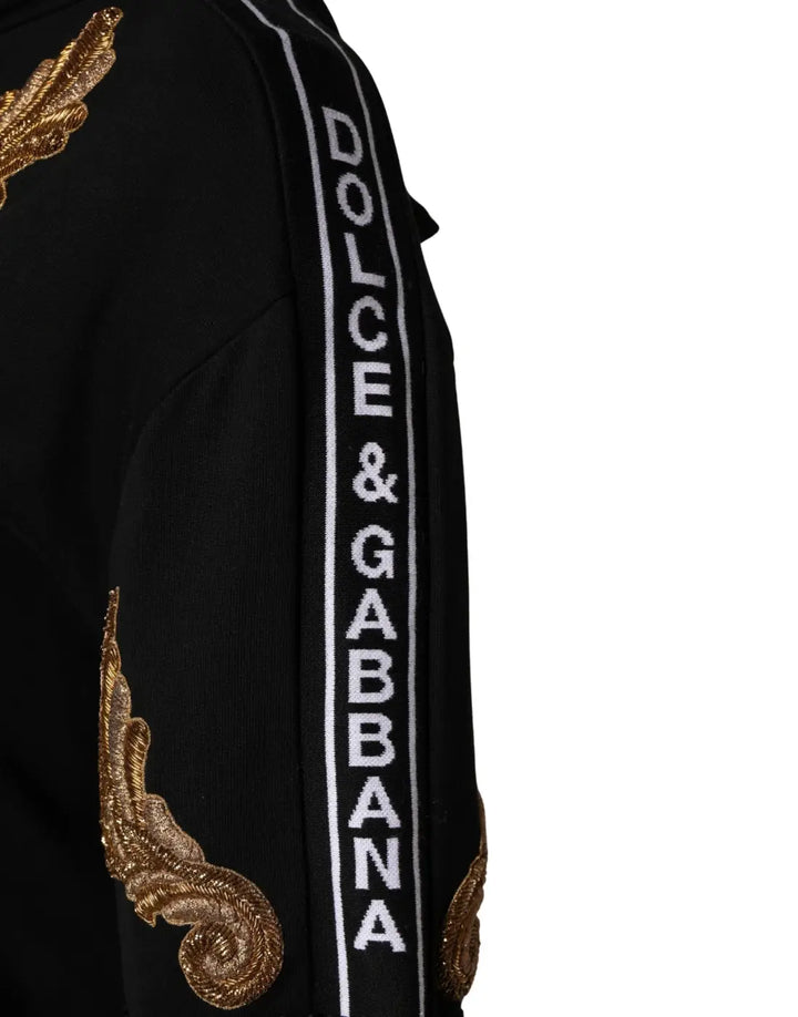 Dolce &amp; Gabbana Black Embroidered Tassel Hooded Sweatshirt Sweater