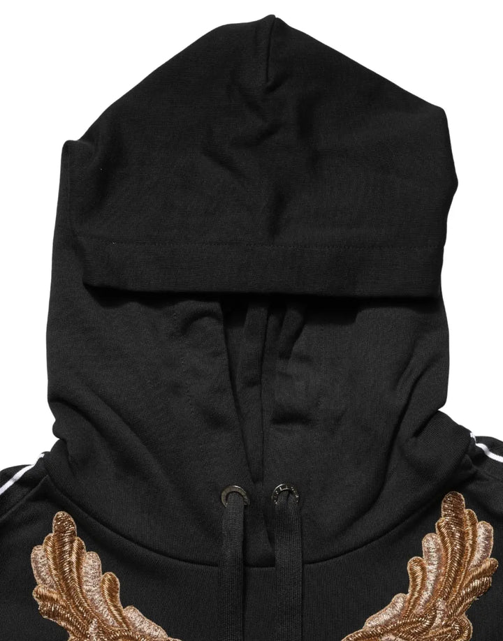 Dolce &amp; Gabbana Black Embroidered Tassel Hooded Sweatshirt Sweater