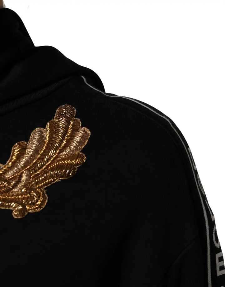 Dolce &amp; Gabbana Black Embroidered Tassel Hooded Sweatshirt Sweater