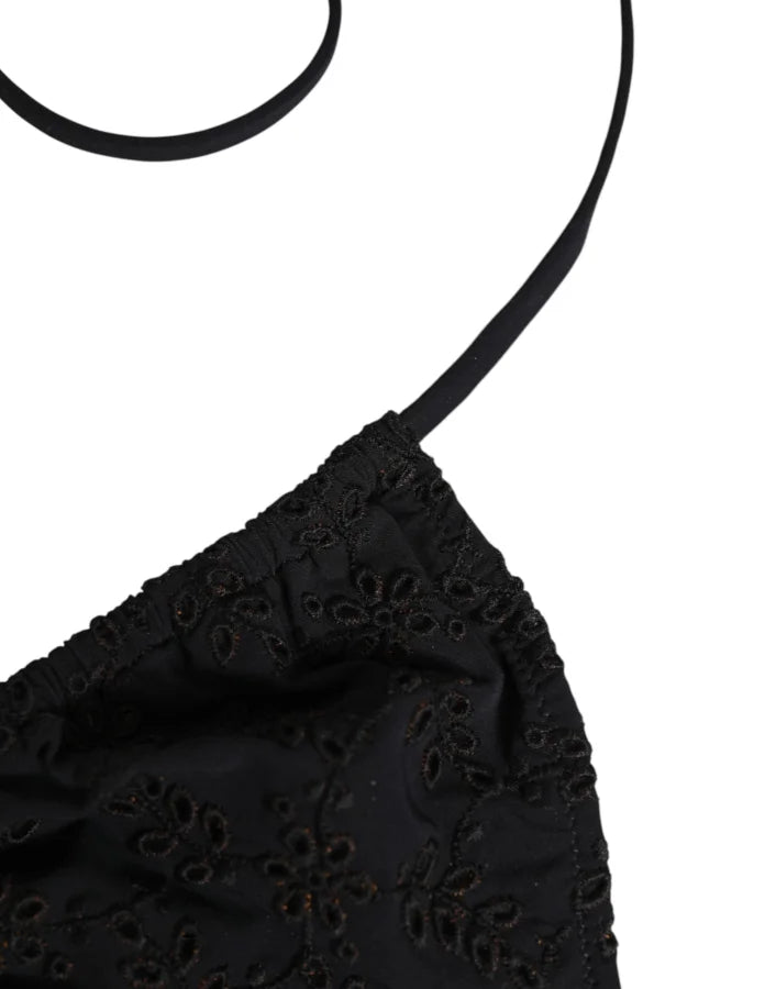 Dolce &amp; Gabbana Black Embroidered Triangle Swimwear Underwear