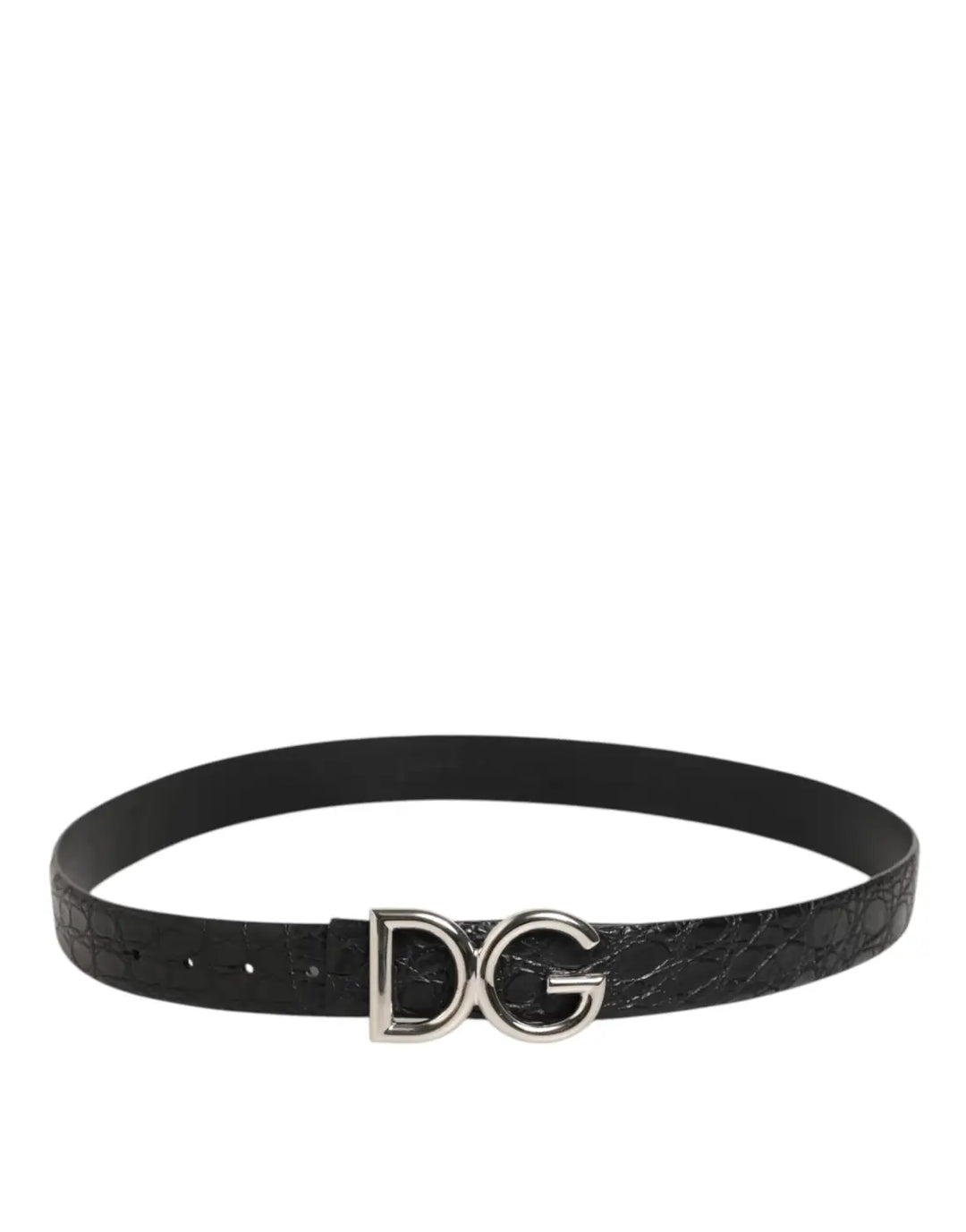 Dolce &amp; Gabbana Black Exotic Leather Dg Logo Buckle Belt