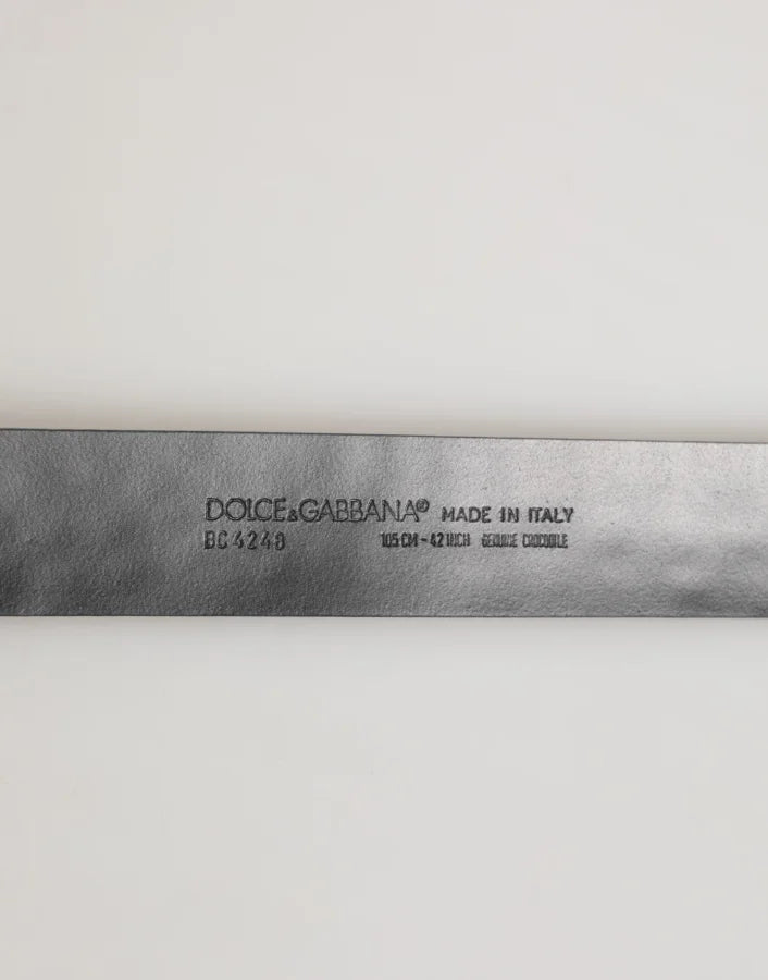 Dolce &amp; Gabbana Black Exotic Leather DG Logo Buckle Belt