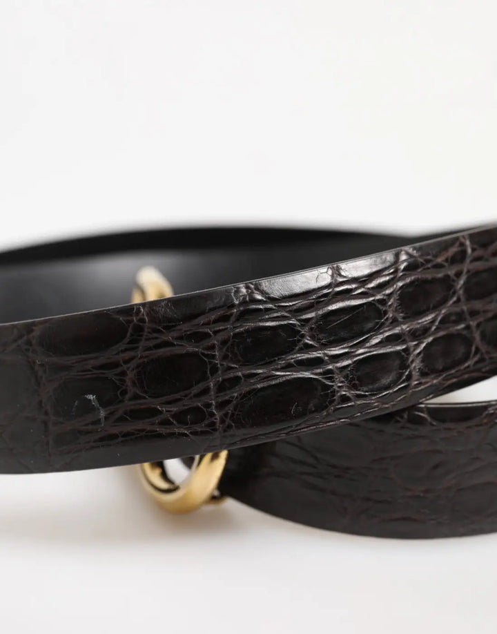 Dolce &amp; Gabbana Black Exotic Leather DG Logo Buckle Belt