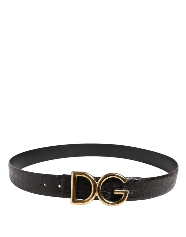 Dolce &amp; Gabbana Black Exotic Leather DG Logo Buckle Belt