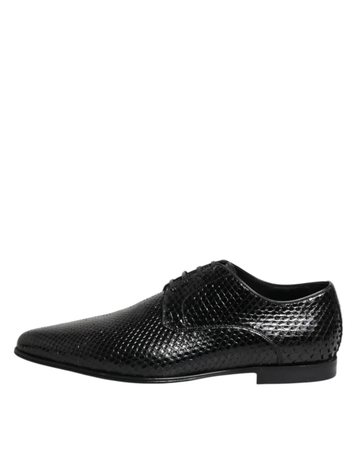 Dolce &amp; Gabbana Black Exotic Leather Lace Up Derby Shoes