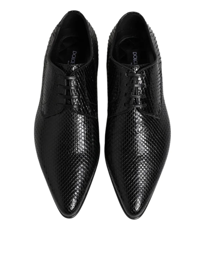 Dolce &amp; Gabbana Black Exotic Leather Lace Up Derby Shoes