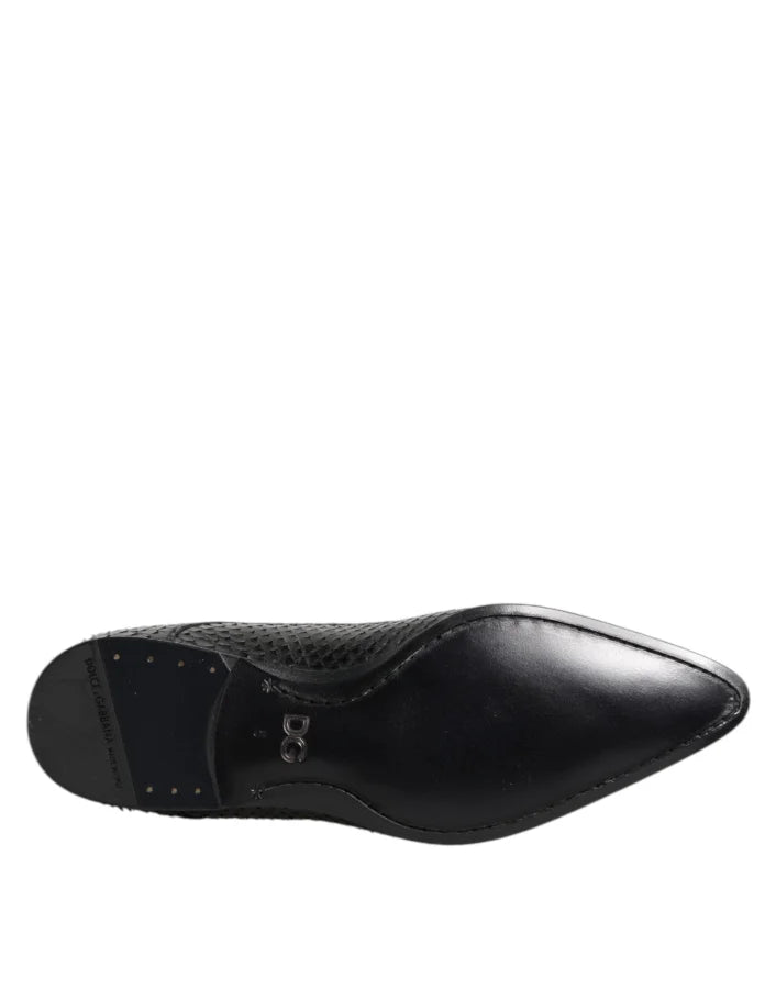 Dolce &amp; Gabbana Black Exotic Leather Lace Up Derby Shoes