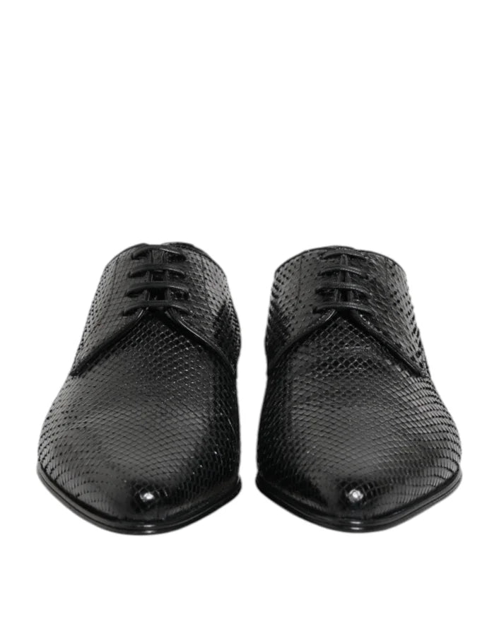 Dolce &amp; Gabbana Black Exotic Leather Lace Up Derby Shoes