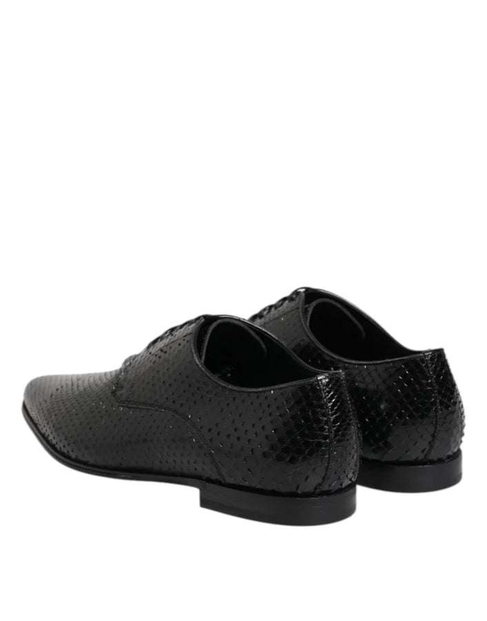 Dolce &amp; Gabbana Black Exotic Leather Lace Up Derby Shoes