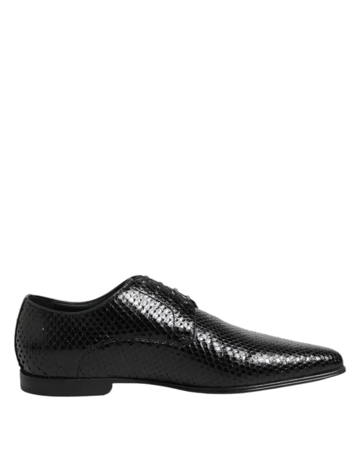 Dolce &amp; Gabbana Black Exotic Leather Lace Up Derby Shoes