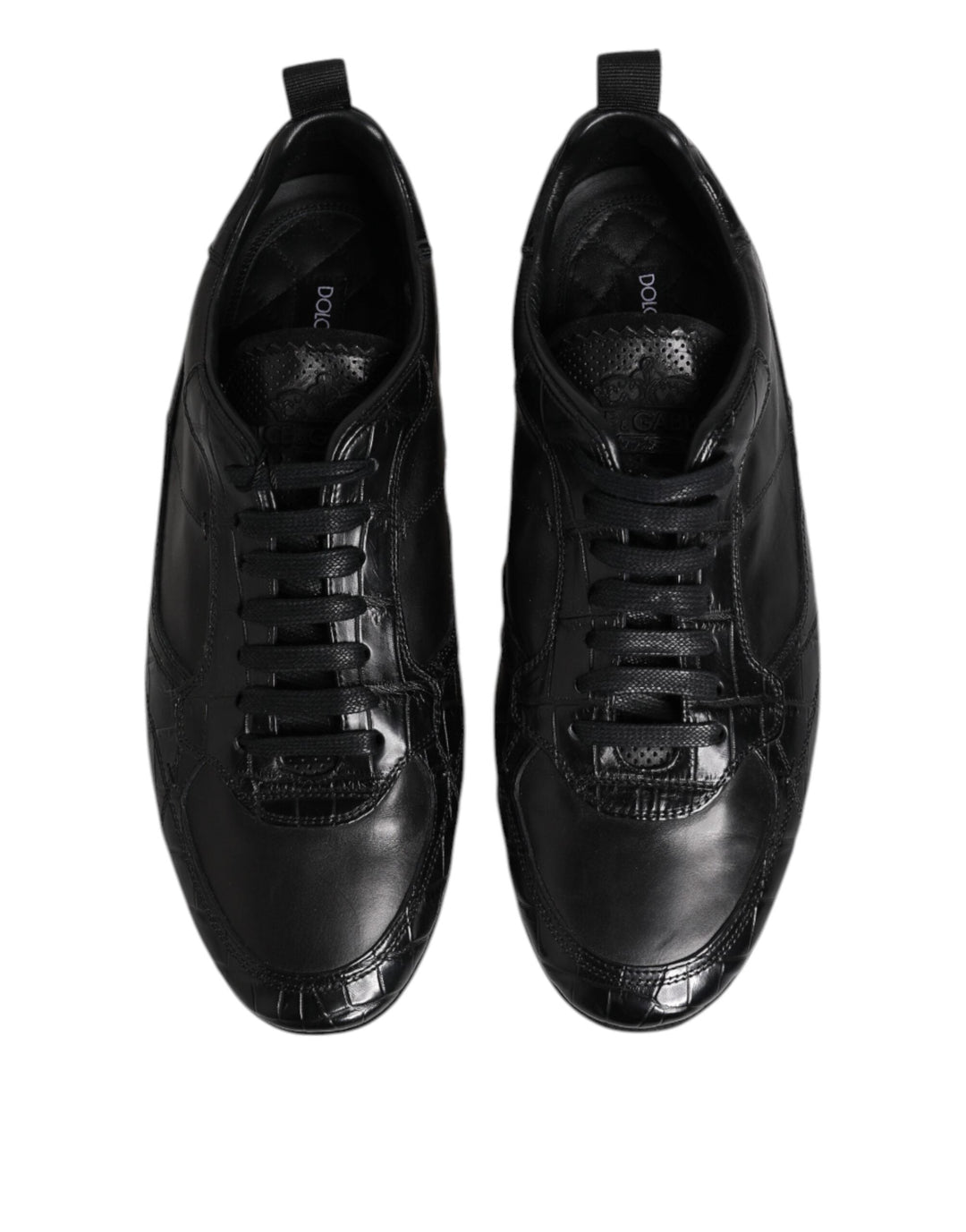 Dolce &amp; Gabbana Black Exotic Leather Low Top Sneakers Shoes