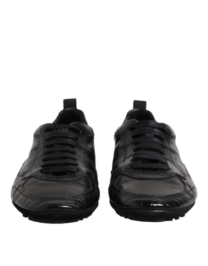 Dolce &amp; Gabbana Black Exotic Leather Low Top Sneakers Shoes