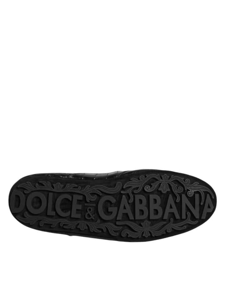 Dolce &amp; Gabbana Black Exotic Leather Low Top Sneakers Shoes