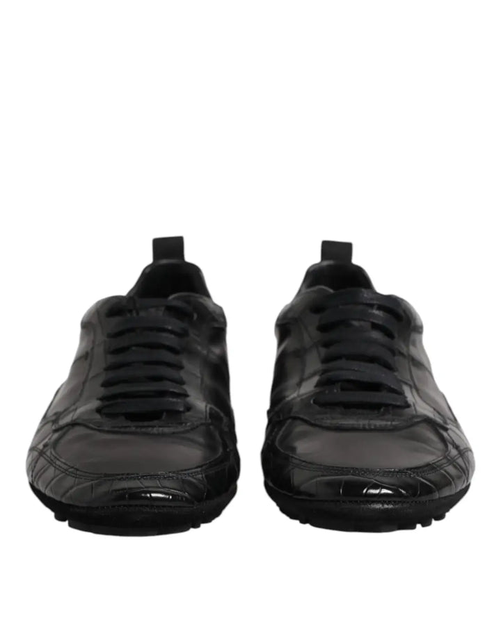 Dolce &amp; Gabbana Black Exotic Leather Low Top Sneakers Shoes