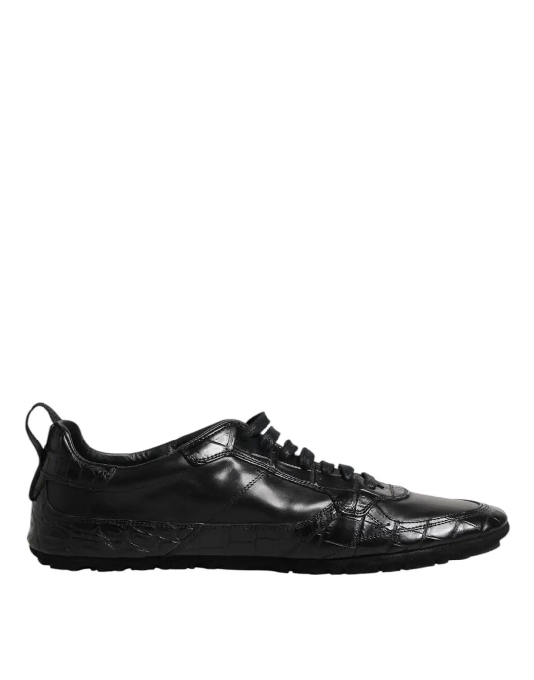 Dolce &amp; Gabbana Black Exotic Leather Low Top Sneakers Shoes