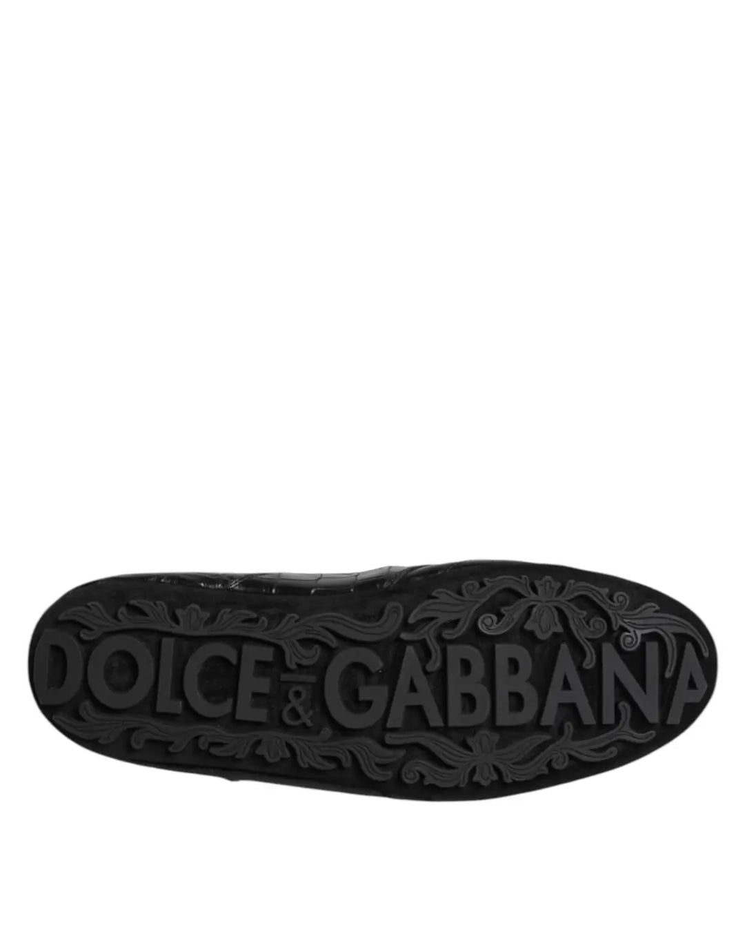 Dolce &amp; Gabbana Black Exotic Leather Low Top Sneakers Shoes