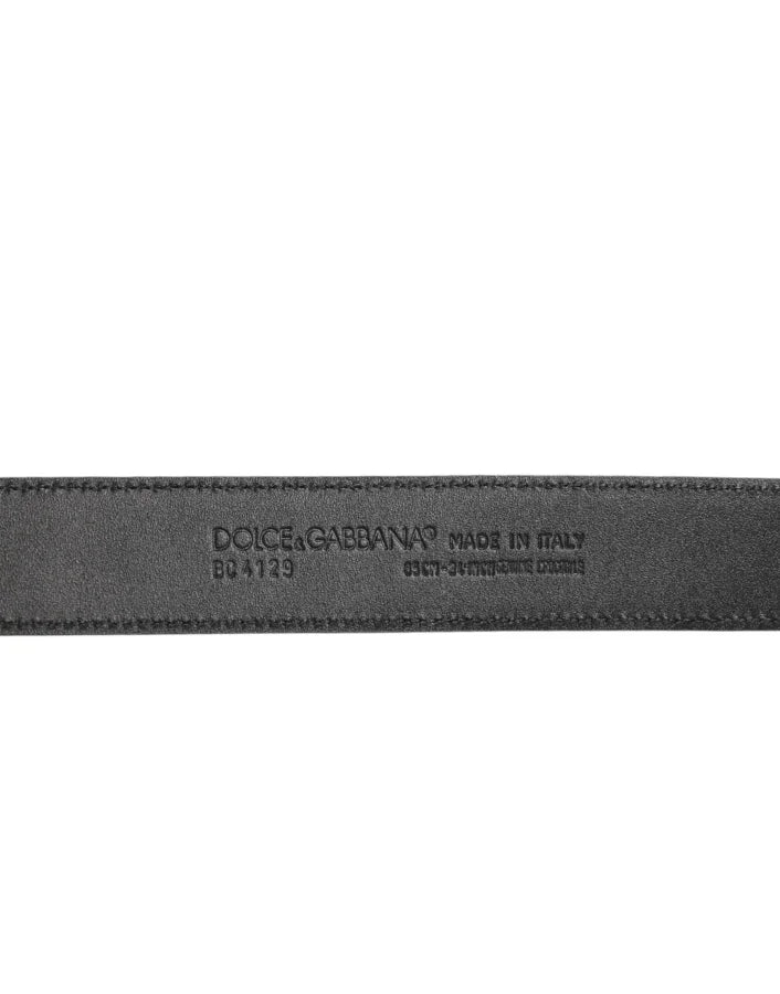 Dolce &amp; Gabbana Black Exotic Leather Metal Logo Buckle Belt
