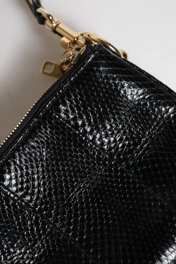 Dolce &amp; Gabbana Black Exotic Leather Shoulder Sling Clutch Bag