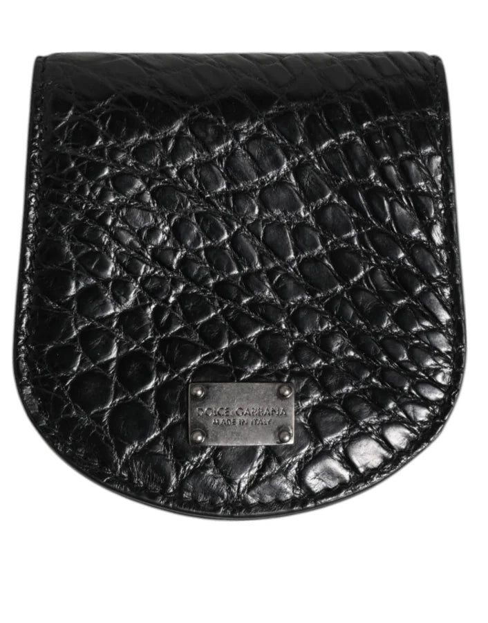 Dolce &amp; Gabbana Black Exotic Skin Coin Condom Case Holder Pocket Wallet