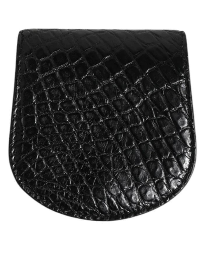 Dolce &amp; Gabbana Black Exotic Skin Coin Condom Case Holder Pocket Wallet