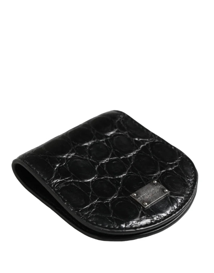 Dolce &amp; Gabbana Black Exotic Skin Condom Case Holder Pocket Wallet