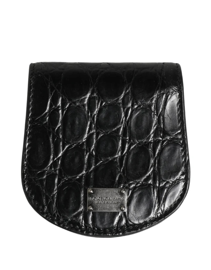 Dolce &amp; Gabbana Black Exotic Skin Condom Case Holder Pocket Wallet