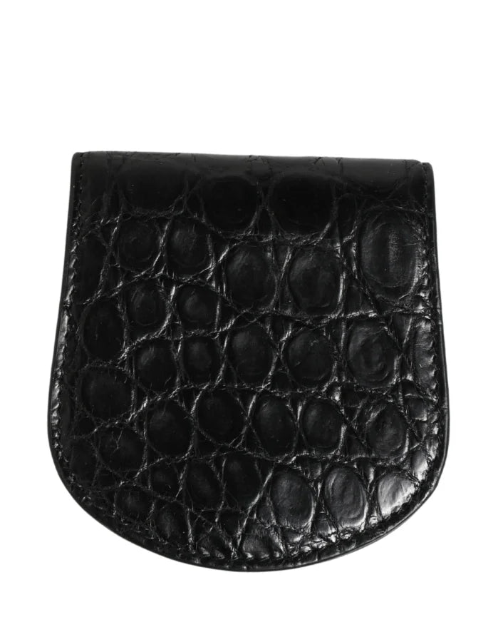 Dolce &amp; Gabbana Black Exotic Skin Condom Case Holder Pocket Wallet