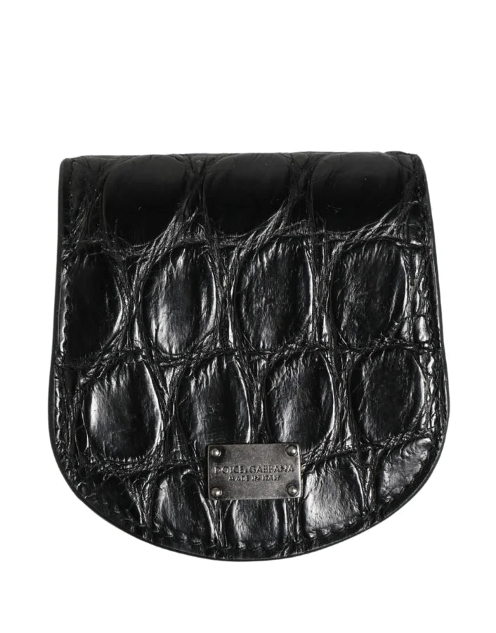 Dolce &amp; Gabbana Black Exotic Skin Condom Case Holder Pocket Wallet
