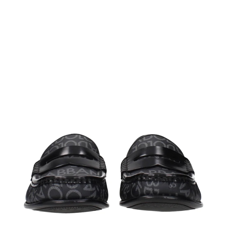 Dolce & Gabbana Black Fabric Slip-On Loafers
