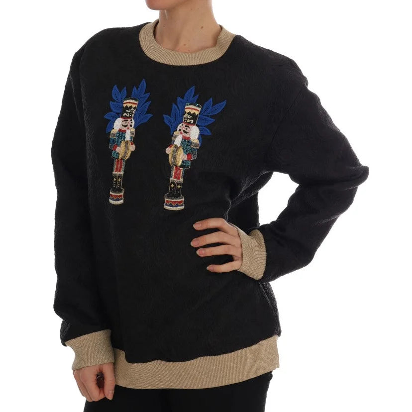 Dolce & Gabbana Black Fairy Tale Brocade Zipper Sweater