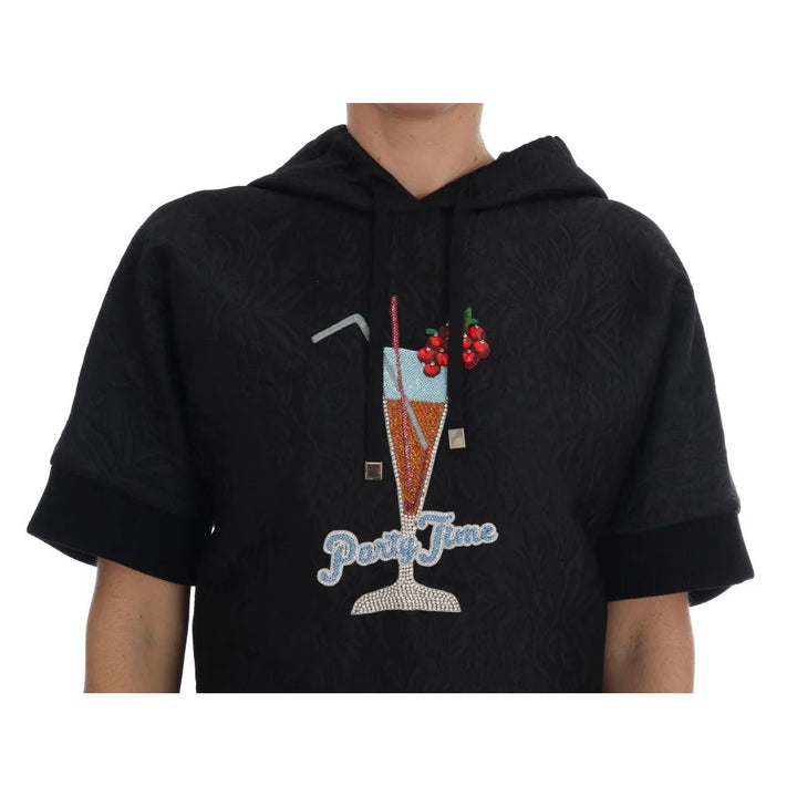 Dolce & Gabbana Black Fairy Tale Crystal Hooded Sweater