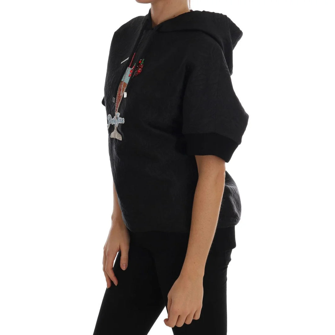 Dolce & Gabbana Black Fairy Tale Crystal Hooded Sweater