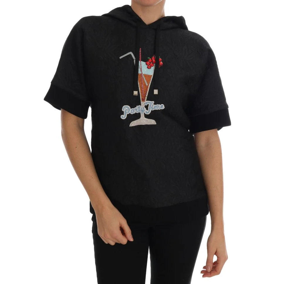 Dolce & Gabbana Black Fairy Tale Crystal Hooded Sweater