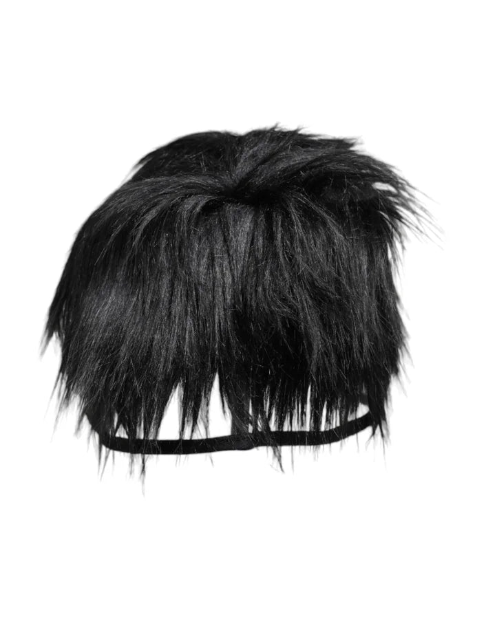 Dolce &amp; Gabbana Black Faux Fur Bucket Hat