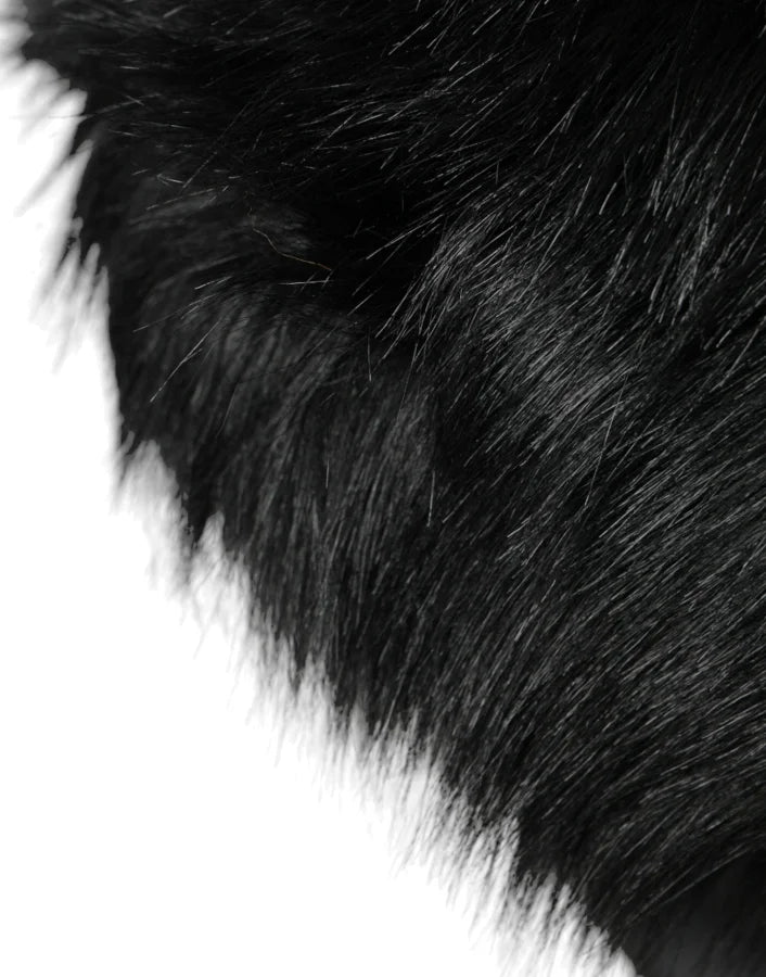 Dolce &amp; Gabbana Black Faux Fur Womens Bucket Hat