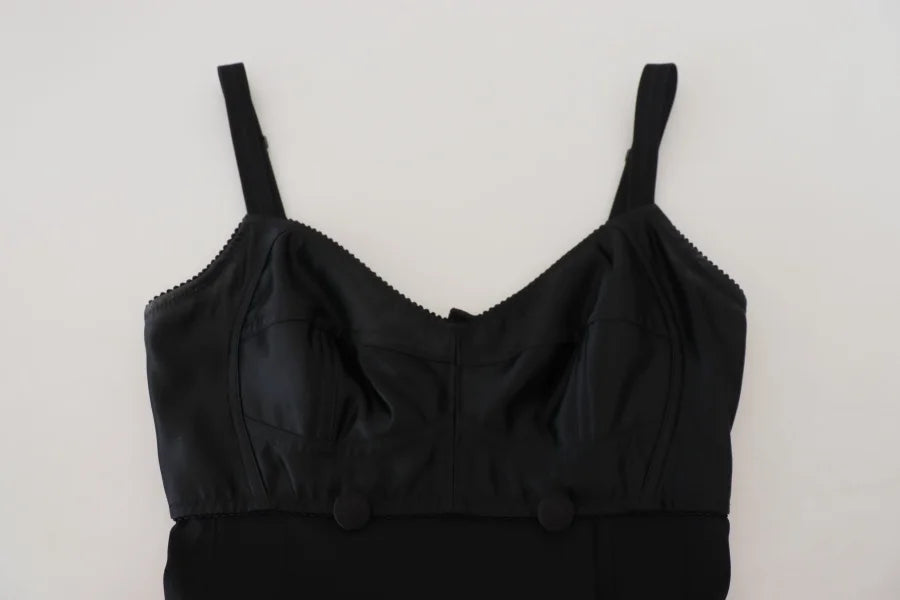 Dolce &amp; Gabbana Black Fit Wool Stretch Sheath Mini Dress