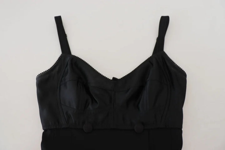 Dolce &amp; Gabbana Black Fit Wool Stretch Sheath Mini Dress