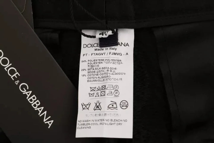 Dolce &amp; Gabbana Black Floral Brocade High Waist Pants