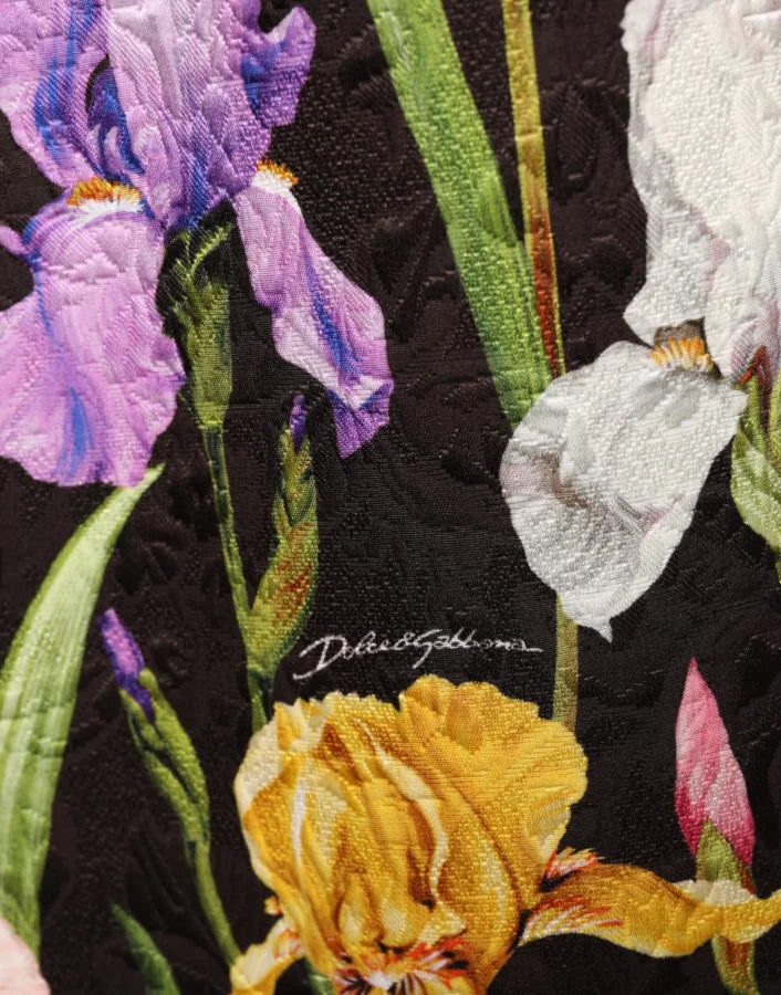 Dolce &amp; Gabbana Black Floral Brocade A-line Mini Dress