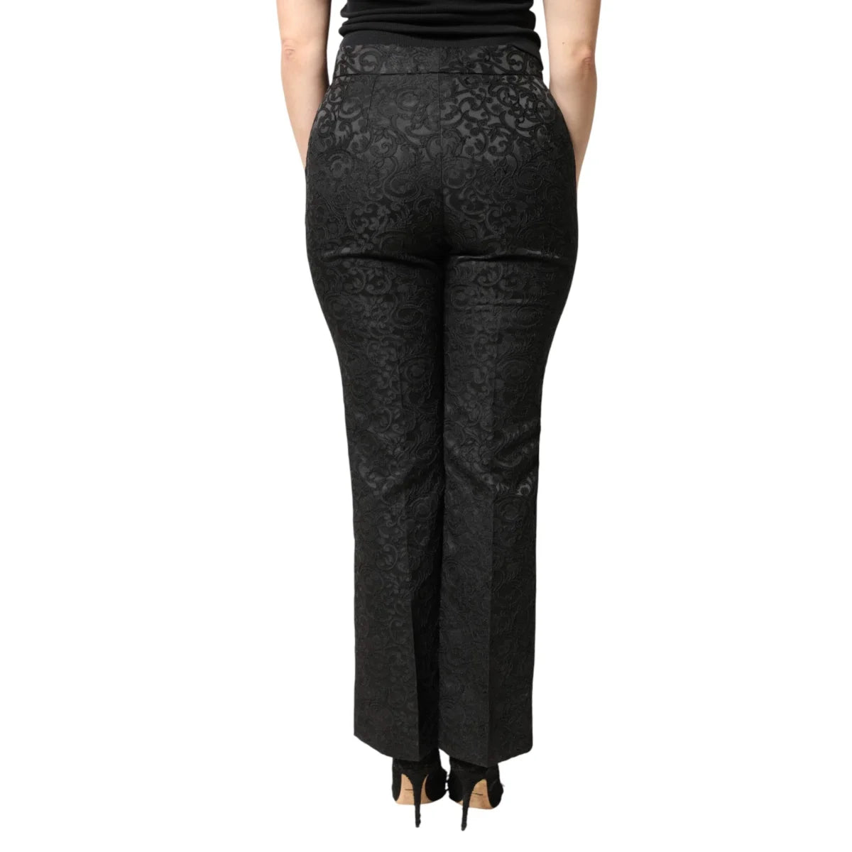 Dolce & Gabbana Black Floral Brocade Trousers for Sophisticated Style