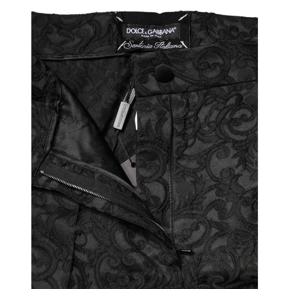 Dolce & Gabbana Black Floral Brocade Trousers for Sophisticated Style