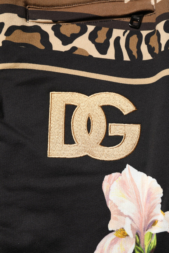 Dolce &amp; Gabbana Black Floral Cotton Jogger Sweatpants Pants