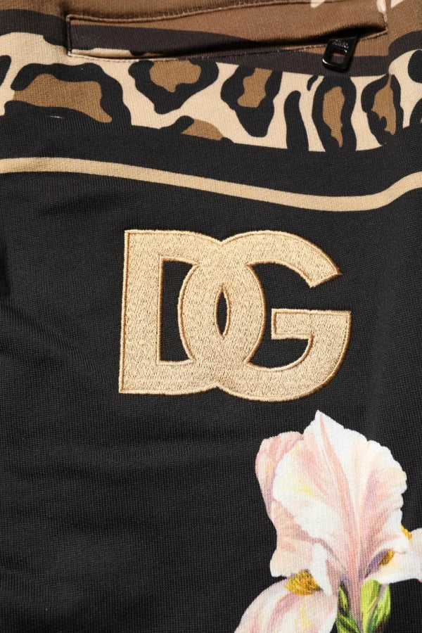 Dolce &amp; Gabbana Black Floral Cotton Jogger Sweatpants Pants