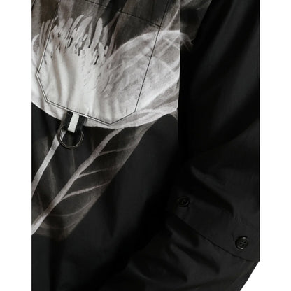 Dolce & Gabbana Black Floral Cotton Shirt with Long Sleeves