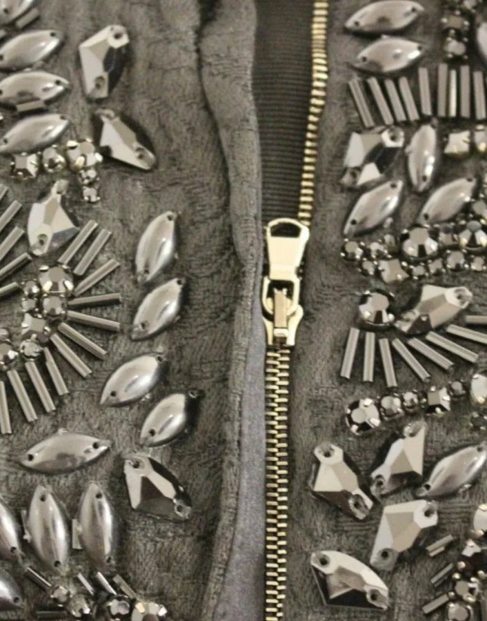 Dolce &amp; Gabbana Black floral crystal embedded dress
