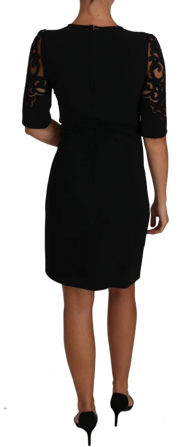 Dolce &amp; Gabbana Black Floral Cut Out Pattern Coctail Dress