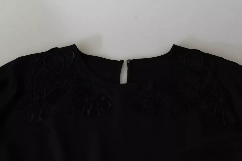 Dolce &amp; Gabbana Blouses - Women’s Black Floral Embroidered Blouse Silk Top