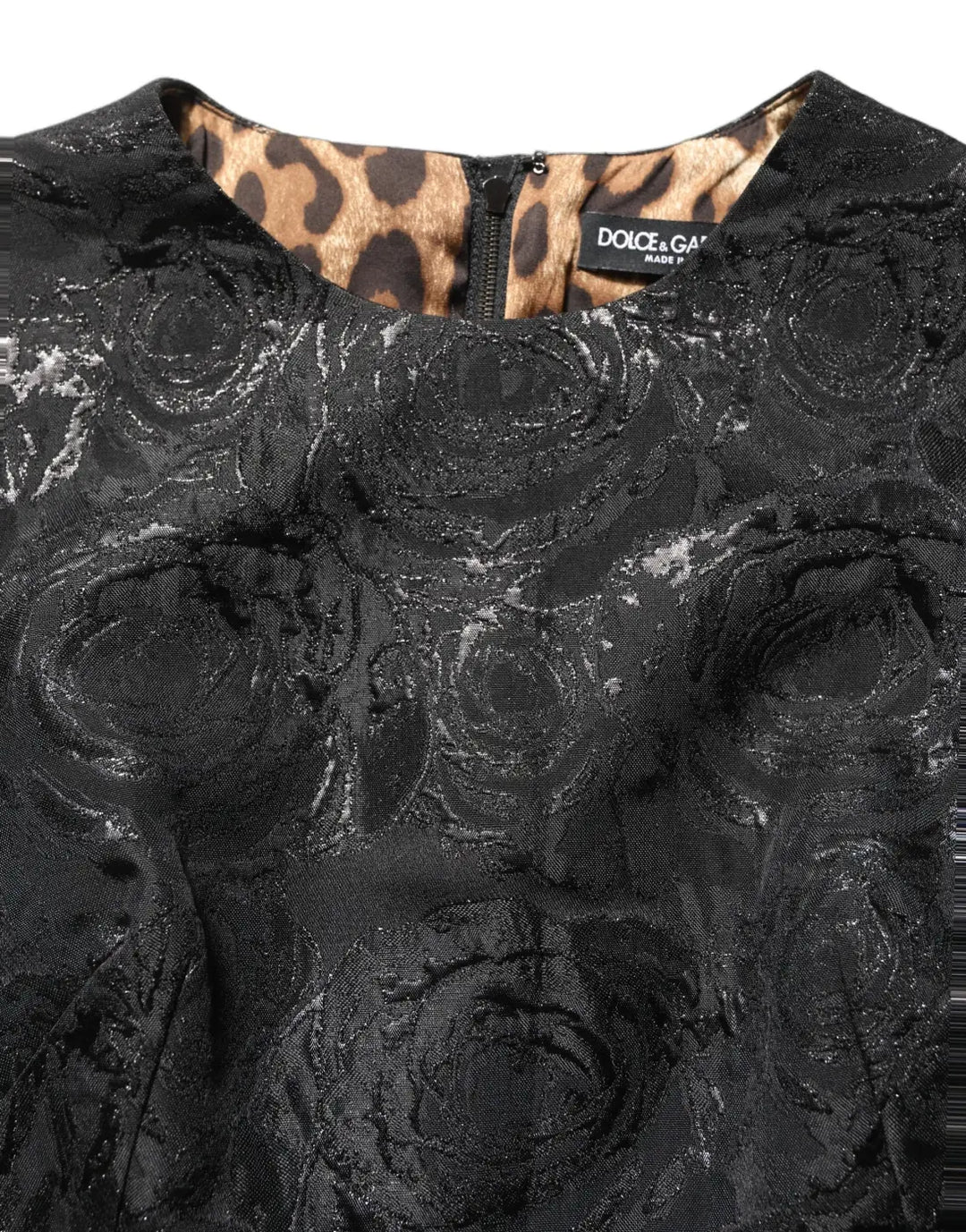 Dolce &amp; Gabbana Black Floral Jacquard Flared A-line Dress