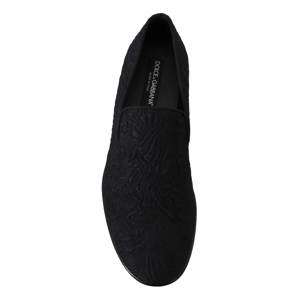 Dolce & Gabbana Black Floral Jacquard Slippers Loafers Shoes