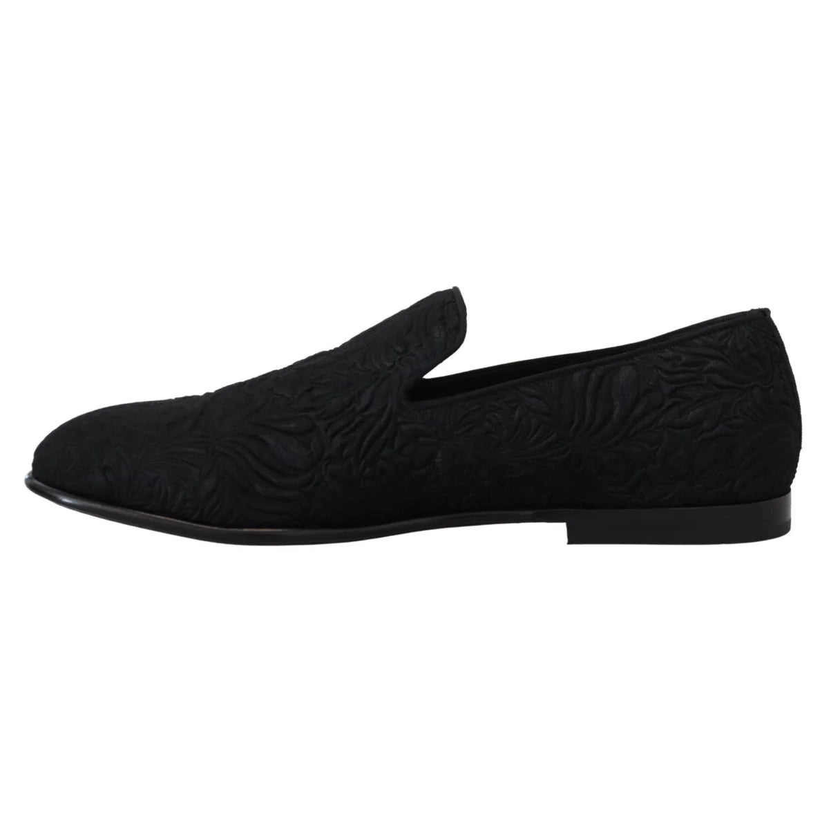 Dolce & Gabbana Black Floral Jacquard Slippers Loafers Shoes